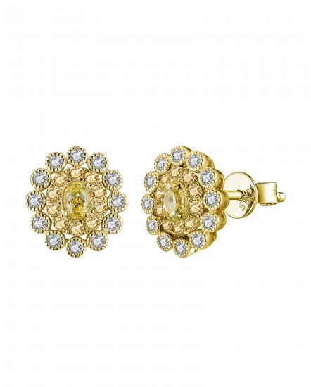 MULTI TONE OVAL DIAMOND STUDS (TE1214)